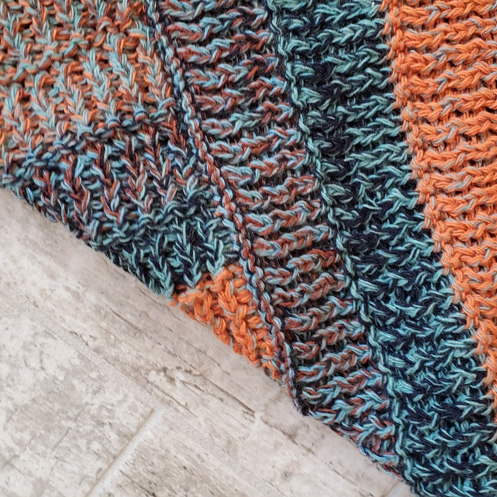 NEW MissLook Small Shawl Scarf Blue Orange - Picture 4 of 4